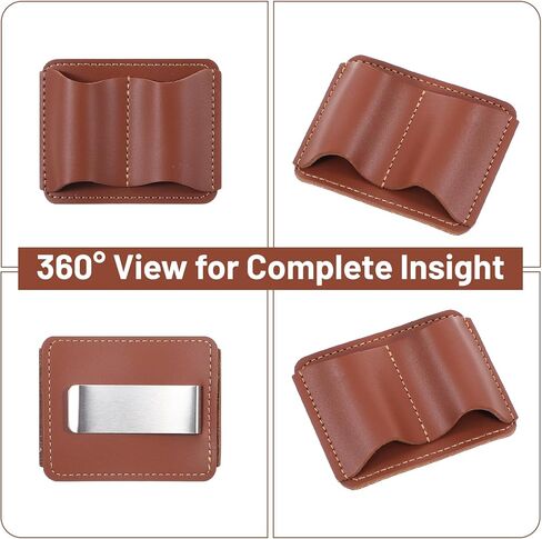 مشبك حامل أقلام جلدي مصنوع يدويًا لأجهزة الكمبيوتر المحمولة والمجلات، حامل أقلام جلدي بفتحة مزدوجة للمسافرين وحوامل أقلام دفتر الملاحظات لكتب مخططي أجهزة الكمبيوتر المحمول (عبوة واحدة، بني) in Kuwait