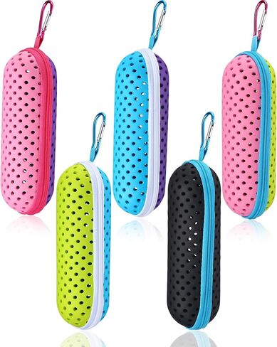 5 Pcs Swim Goggle Case for Swimming Goggles Portable Protective Case with Drain Hole Zipper Sunglasses Cases with Clip in Saudi Arabia
