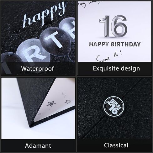 Crenics 16th Birthday Decorations for Boy, Black 16th Birthday Signature Guest Book Alternative, Awesome Sixteen Party Gifts in Kuwait