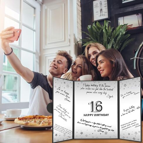 Crenics 16th Birthday Decorations for Boy, Black 16th Birthday Signature Guest Book Alternative, Awesome Sixteen Party Gifts in Kuwait