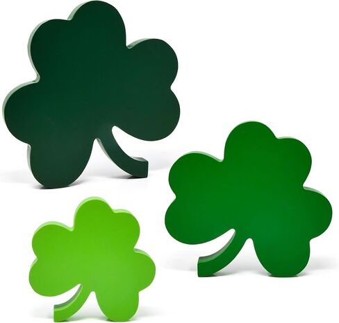 St. Patrick’s Day Wooden Shamrock Signs Set of 3 Sizes Green Clover Sign Decor for Tabletop Shelf Mantel Centerpieces Tiered Tray Party Decorations in Saudi Arabia