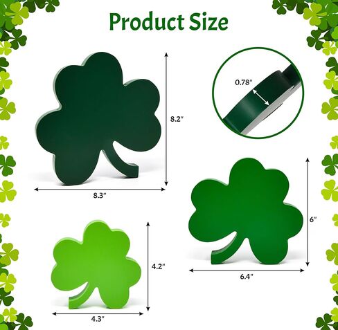 St. Patrick’s Day Wooden Shamrock Signs Set of 3 Sizes Green Clover Sign Decor for Tabletop Shelf Mantel Centerpieces Tiered Tray Party Decorations in Saudi Arabia