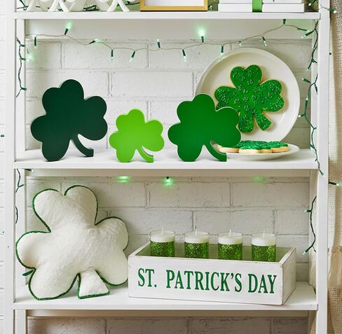 St. Patrick’s Day Wooden Shamrock Signs Set of 3 Sizes Green Clover Sign Decor for Tabletop Shelf Mantel Centerpieces Tiered Tray Party Decorations in Saudi Arabia