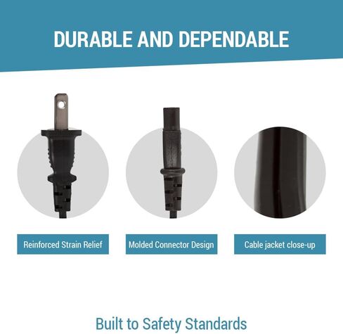 Universal AC Cord Replacement for PS5 Power Cord IEC320 C7 to NEMA 1-15P for PS4, Xbox Series X/S, LED LCD TV, Monitors, Sound Bars 18 AWG 2 Prong Connector-Lifetime Wty (3 ft) in Kuwait