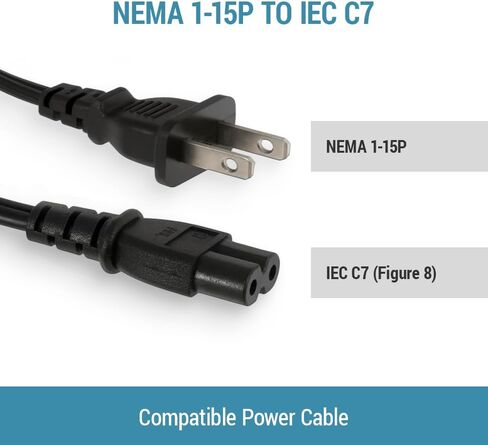 Universal AC Cord Replacement for PS5 Power Cord IEC320 C7 to NEMA 1-15P for PS4, Xbox Series X/S, LED LCD TV, Monitors, Sound Bars 18 AWG 2 Prong Connector-Lifetime Wty (3 ft) in Kuwait
