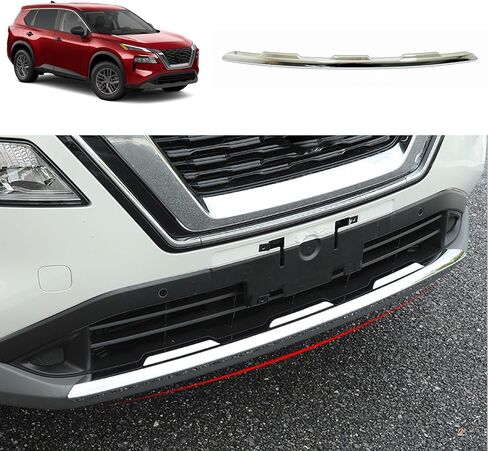 Front Bumper Trim Compatible with Nissan Rogue 2021 2022 2023 Front Grill Bumper Protector Cover Trim Exterior Car Accessories ABS 1PCS (Glossy Chrome Style) in Saudi Arabia