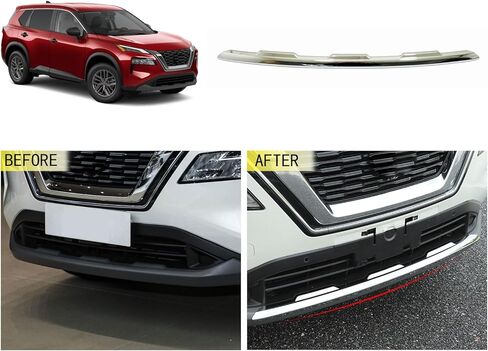 Front Bumper Trim Compatible with Nissan Rogue 2021 2022 2023 Front Grill Bumper Protector Cover Trim Exterior Car Accessories ABS 1PCS (Glossy Chrome Style) in Saudi Arabia