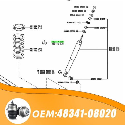 Rear Bump Stops, Fit for Toyota 1998-2003 Sienna Rear Axle Jounce Bumpers (1 Pair) in Saudi Arabia