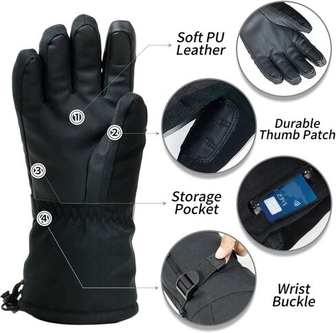 Ski Gloves with Touchscreen Function Snowboard Thermal Warm Men Women in Saudi Arabia