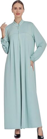 المرأة المسلمة فستان كاجوال إسلامي ماكسي رداء الصدر سستة عباية 1 قطعة عباية مسلمة ناعمة عيد قفطان رداء فستان كلاسيكي in Kuwait