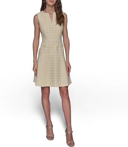 Karl Lagerfeld Women's Tweed Printed High Scoop Neck Aline Dress in Saudi Arabia