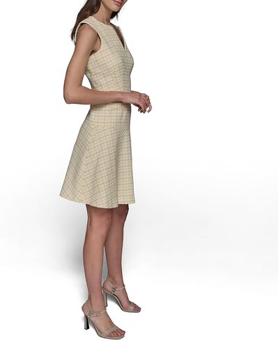 Karl Lagerfeld Women's Tweed Printed High Scoop Neck Aline Dress in Saudi Arabia