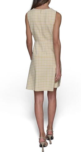 Karl Lagerfeld Women's Tweed Printed High Scoop Neck Aline Dress in Saudi Arabia