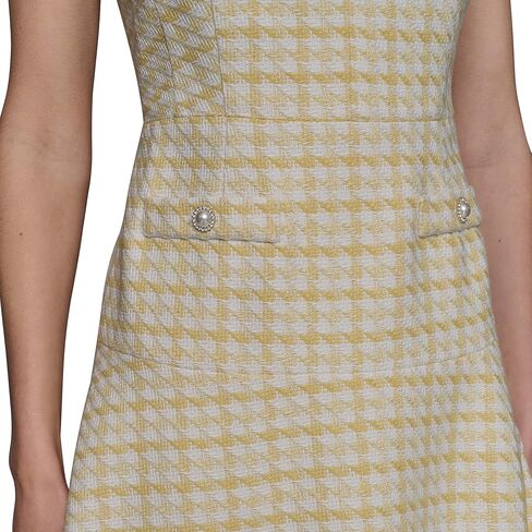 Karl Lagerfeld Women's Tweed Printed High Scoop Neck Aline Dress in Saudi Arabia