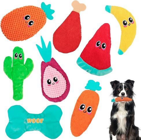 AWOOF Dog Toys No Stuffing, 5 Pack Dog Squeaky Toys Durable Dog Chew Toy Set for Puppy Small Medium Large Dog (6PCS Dog Chew Toys) in Kuwait