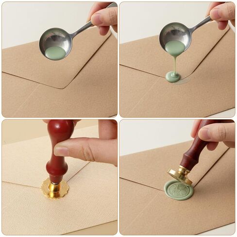 Vintage Wax Seal Stamp Kit - 6 Pcs Zinc Alloy Stamps Heads and Wooden Handle - Wax Seal Kit for Wedding Invitations, Envelopes, Gift Packaging, and Greeting Cards in Kuwait