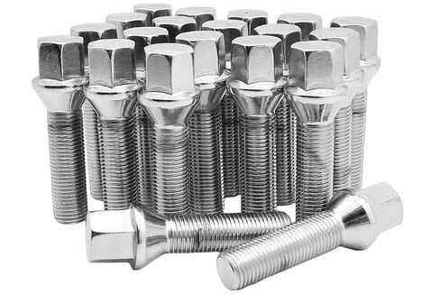 مجموعة كاملة من مسامير العروة المخروطية المدببة من الكروم M12x1.25 بطول ساق ممتد 40 مم متوافق مع عجلات مصنع جيب فيات دودج كرايسلر ألفا روميو وما بعد البيع in Kuwait