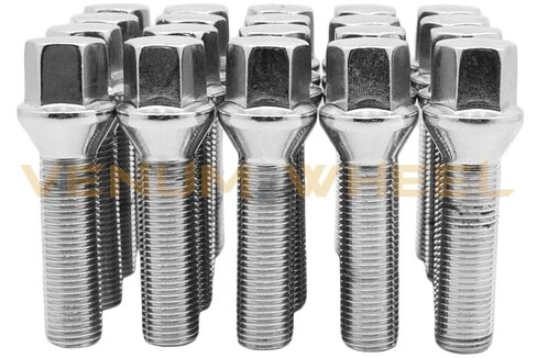 مجموعة كاملة من مسامير العروة المخروطية المدببة من الكروم M12x1.25 بطول ساق ممتد 40 مم متوافق مع عجلات مصنع جيب فيات دودج كرايسلر ألفا روميو وما بعد البيع in Kuwait