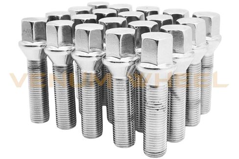 مجموعة كاملة من مسامير العروة المخروطية المدببة من الكروم M12x1.25 بطول ساق ممتد 40 مم متوافق مع عجلات مصنع جيب فيات دودج كرايسلر ألفا روميو وما بعد البيع in Kuwait