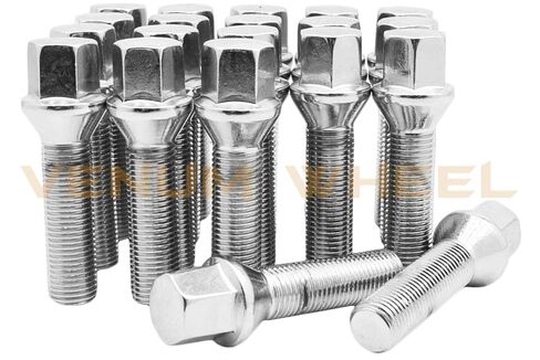 مجموعة كاملة من مسامير العروة المخروطية المدببة من الكروم M12x1.25 بطول ساق ممتد 40 مم متوافق مع عجلات مصنع جيب فيات دودج كرايسلر ألفا روميو وما بعد البيع in Kuwait