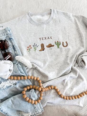 Sweatshirts Graphic for Womens Cactus Desert Print Crew Neck Long Sleeve Tops Fall Winter Hoodies Y2k Trendy Clothes in Saudi Arabia