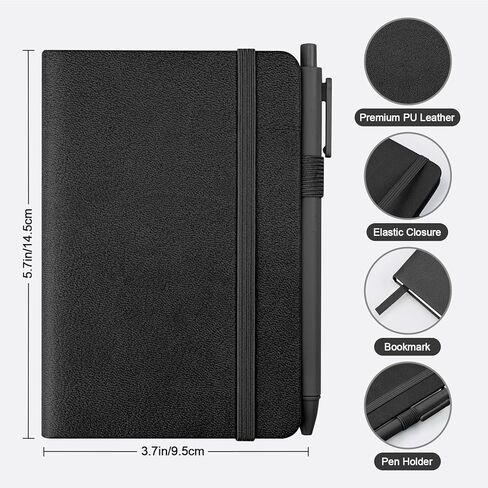 OMEYA Lined Pocket Notebook Journal: 3 Pack Small Notebooks for Note Taking, A6 Mini Notebook with Pens, Small Notepad with Pen Holder, Leather Cover, 384 Pages, 100 GSM Thick Paper, 3.7" x 5.7" in Saudi Arabia