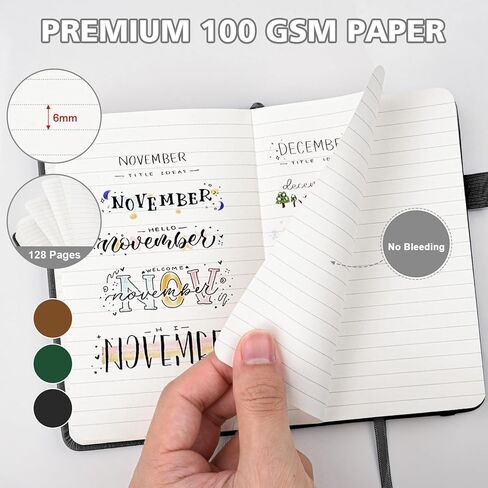 OMEYA Lined Pocket Notebook Journal: 3 Pack Small Notebooks for Note Taking, A6 Mini Notebook with Pens, Small Notepad with Pen Holder, Leather Cover, 384 Pages, 100 GSM Thick Paper, 3.7" x 5.7" in Saudi Arabia
