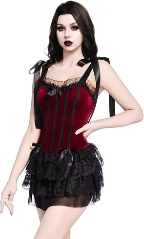 فستان LANSHULAN نسائي على الطراز القوطي بتصميم قصر كلاسيكي مزين بالدانتيل in Kuwait