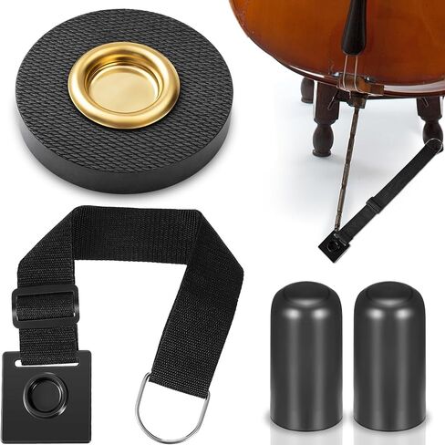 4 Pcs Cello Endpin Anchor Accessories Include Cello Strap Stopper Cello Non Slip Mat Cello Rubber Tip Floor Protectors for Cellist Practice Performance, Cello Bass Instrument Accessories Black in Saudi Arabia