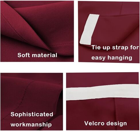 French Small Front Door Curtain (26" w x 40" L), WashableDoor Curtain with Adhesive Hook and Loop Fastener Strip (Burgundy) in Kuwait