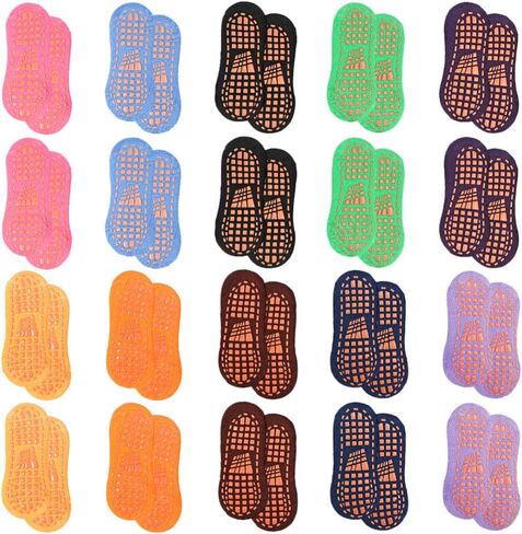 KESYOO 20pairs Non- Cotton Trampoline Socks for Boys and Girls Unisex Yoga Floor Socks Random Colors Comfortable for Indoor Sports in Saudi Arabia