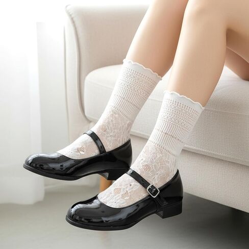 3 أزواج من الجوارب النسائية المكشكشة، جوارب دانتيل كاجوال لطيفة قابلة للتنفس ومزخرفة بالخس، جورب للكاحل على شكل صدفي بناتي in Kuwait