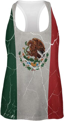 Cinco De Mayo Distressed Mexican Flag All Over Womens Work Out Tank Top in Kuwait