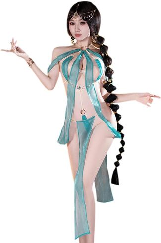 فستان رقص شرقي عربي مثير للنساء ملابس داخلية زي أنيمي زي ليالي شيونغسام فتحة عالية لطيف وغريب لعب الأدوار حمالة صدر تنورة طويلة مجموعة in Kuwait