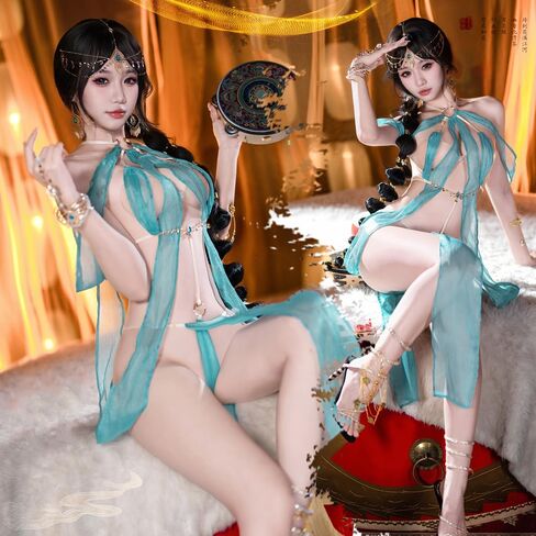 فستان رقص شرقي عربي مثير للنساء ملابس داخلية زي أنيمي زي ليالي شيونغسام فتحة عالية لطيف وغريب لعب الأدوار حمالة صدر تنورة طويلة مجموعة in Kuwait