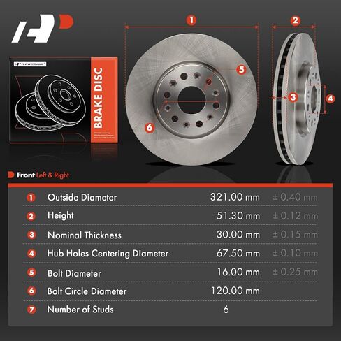 A-Premium 12.64 inch (321mm) Front Vented Disc Brake Rotors Compatible with Select Chevrolet, GMC and Buick Models - Traverse 2018/2021-2023, Blazer 2019-2023, Acadia 2017-2021, Enclave, 2-PC Set in Saudi Arabia