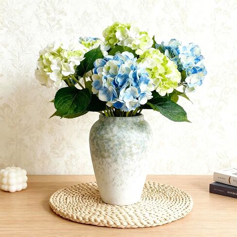 مزهرية سيراميك طويلة بطول 15.24 سم لديكور المنزل، مزهرية زهرة سيراميك مرقطة ثقيلة الوزن للقطع المركزية للمزرعة، ديكور رف طاولة عصري، مثالية للزهور الطازجة أو الاصطناعية (أخضر) in Kuwait