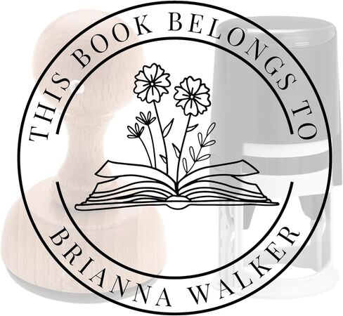 from The Library of, Ex Libris Book Stamp, Custom Library Stamp, Personalized Teacher Gift Monogram Self-Inking or Wood Handle Rubber Stamp (Crystal) Black, Blue, Green, Red, Purple in Kuwait