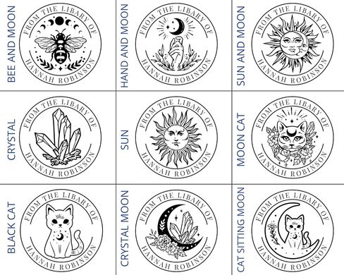 from The Library of, Ex Libris Book Stamp, Custom Library Stamp, Personalized Teacher Gift Monogram Self-Inking or Wood Handle Rubber Stamp (Crystal) Black, Blue, Green, Red, Purple in Kuwait