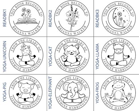 from The Library of, Ex Libris Book Stamp, Custom Library Stamp, Personalized Teacher Gift Monogram Self-Inking or Wood Handle Rubber Stamp (Crystal) Black, Blue, Green, Red, Purple in Kuwait