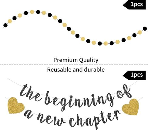 بداية فصل جديد، مجموعة إكليل معلقة من الذهب الأسود اللامع مع بالونات خلفية الرايات لتوديع التخرج بعيدًا، زينة حفلات التقاعد السعيدة، لوازم احتفالات البالغين in Kuwait