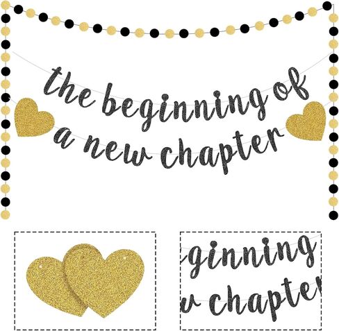 بداية فصل جديد، مجموعة إكليل معلقة من الذهب الأسود اللامع مع بالونات خلفية الرايات لتوديع التخرج بعيدًا، زينة حفلات التقاعد السعيدة، لوازم احتفالات البالغين in Kuwait