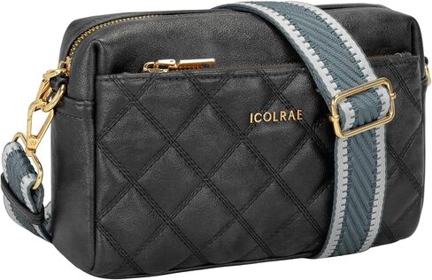 Small Crossbody Purse for Women Quilted Triple Zip Phone Vegan Leather Handbag with Wide Shoulder Strap in Saudi Arabia