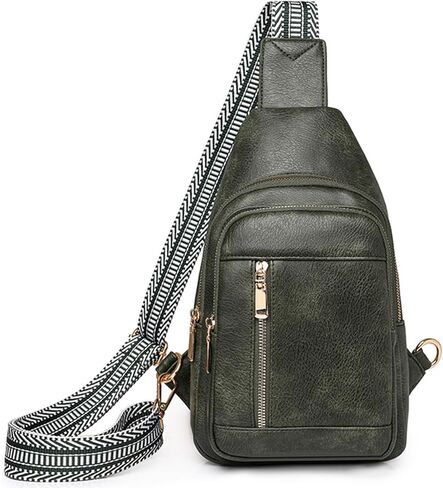 Compact Leather Crossbody Sling Bag, Chest Purse for Women with Adjustable Strap in Saudi Arabia