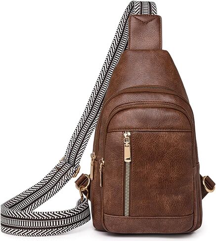 Compact Leather Crossbody Sling Bag, Chest Purse for Women with Adjustable Strap in Saudi Arabia