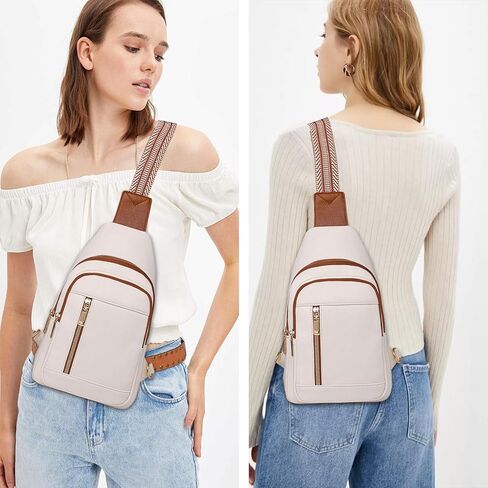Compact Leather Crossbody Sling Bag, Chest Purse for Women with Adjustable Strap in Saudi Arabia