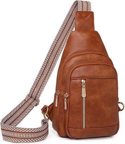 Compact Leather Crossbody Sling Bag, Chest Purse for Women with Adjustable Strap in Saudi Arabia