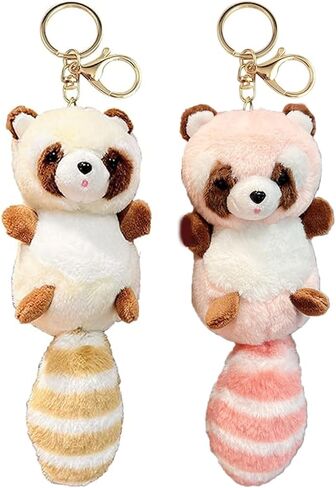 2PCS Raccoon Keychains, Cute Soft Racoon Key Chains, Funny Raccoon Keyrings, Small Hanging Animal Pendant Charms for Handbags, Backpack, Car Key in Kuwait