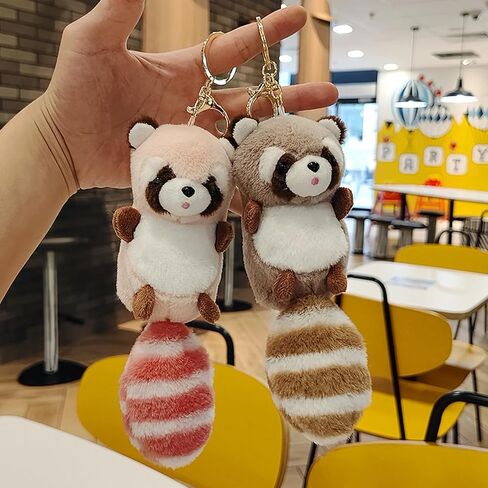 2PCS Raccoon Keychains, Cute Soft Racoon Key Chains, Funny Raccoon Keyrings, Small Hanging Animal Pendant Charms for Handbags, Backpack, Car Key in Kuwait