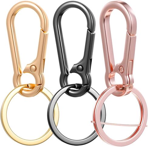 3 Pcs Keychain Clips, Key Ring Clip Metal Key Chain Hooks, Key Organizer for Home Car Keys Key Finder Women Men (Gold, Rose Gold, Black) in Saudi Arabia